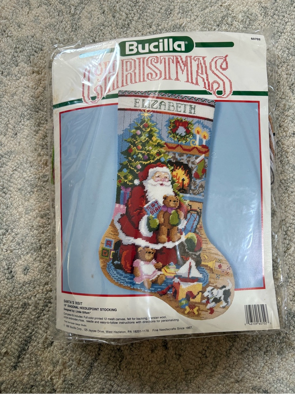 Bucilla Santa's Visit 18" Needlepoint Stocking Kit Canvas & Thread/Floss 60702